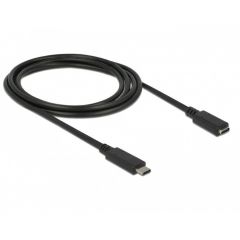 USB C verlengkabel 2mtr. Zwart